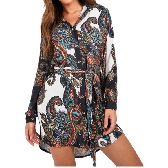 Boohoo Shirt Dress Sz 14 - Picture 3 of 7